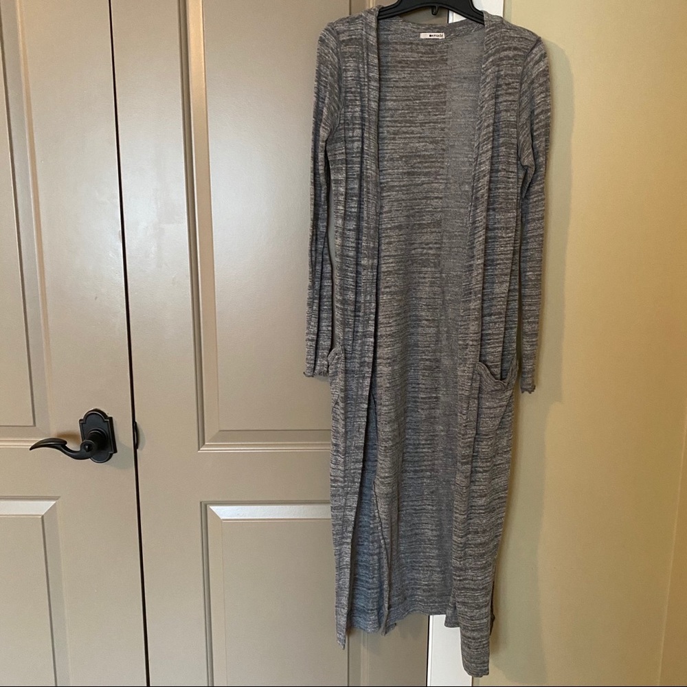 LA Made Gray Long Cardigan Small